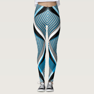 Geometrische blaue Streifen: Helles Vintages Overl Leggings