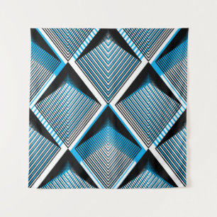 Geometrische blaue Streifen: Helles Vintages Overl Wandteppich