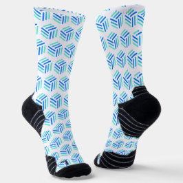 Geometrische blaue und weiße Socken | Honeycomb Pa