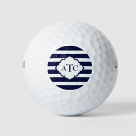Geometrische blaue und weiße Streifen Golfball