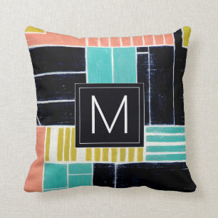 Geometrische Blöcke des Monogramm-  Kissen
