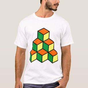 Geometrische Blöcke - Grün Orange und Gelb T-Shirt
