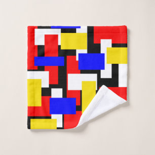Geometrische Blöcke rot, gelb, schwarz und blau Waschlappen