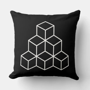Geometrische Blöcke - weiß auf schwarz Kissen
