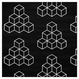 Geometrische Blöcke - weiß auf schwarz Stoff