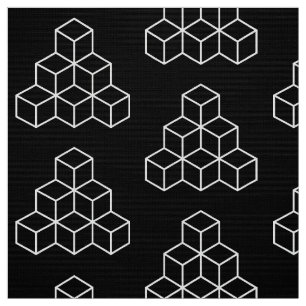 Geometrische Blöcke - weiß auf schwarz Stoff