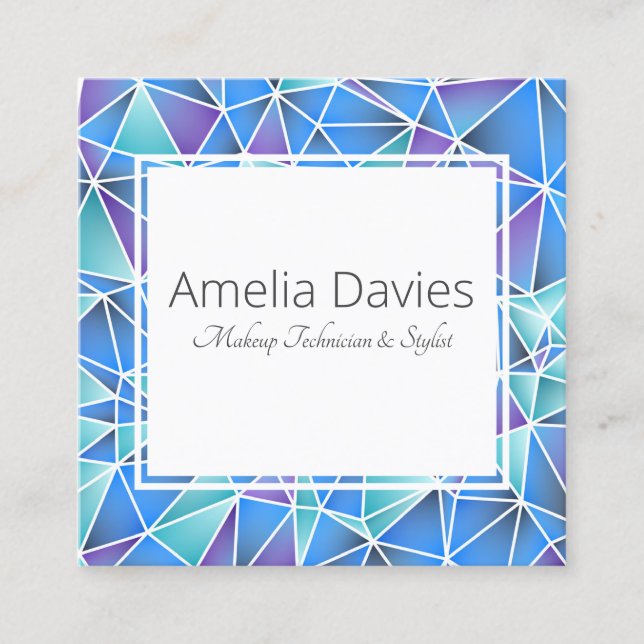 Geometrische Blues und Purpur Quadratische Visitenkarte (Vorderseite)