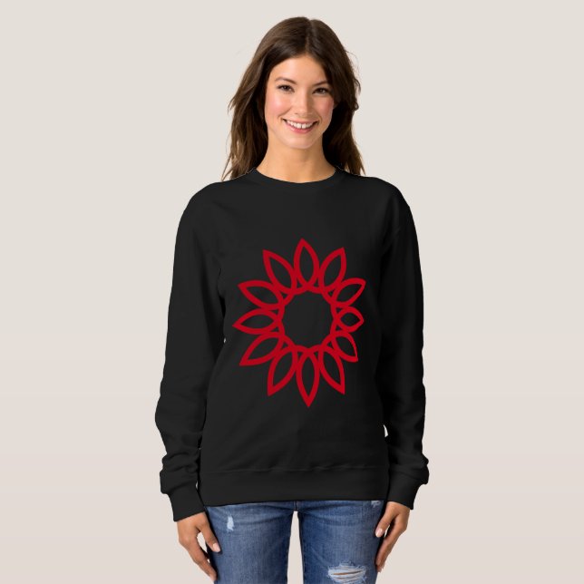 Geometrische Blume 01 - Rot Sweatshirt (Vorne ganz)