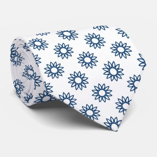 Geometrische Blume 01 - Shibori Blue on White Krawatte