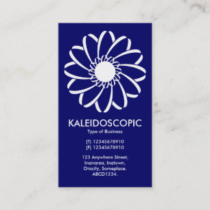 Geometrische Blume 01 - White on Deep Navy Visitenkarte