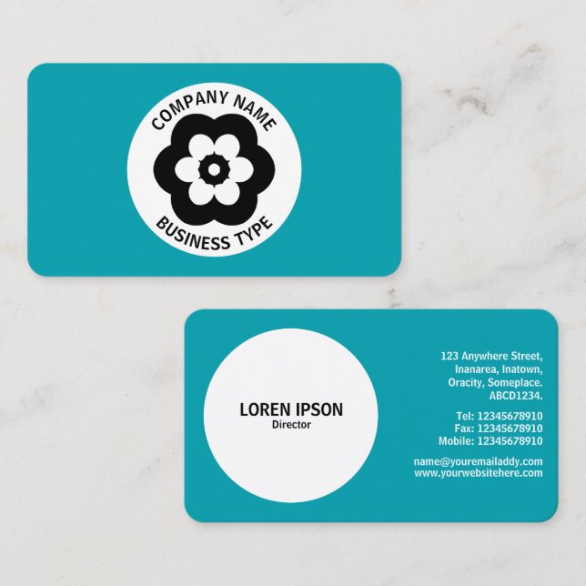 Geometrische Blume - Blue #0099FEE Visitenkarte (Vorne/Hinten)