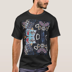 Geometrische Blume Cooles Angesagtes Design Schwar T-Shirt
