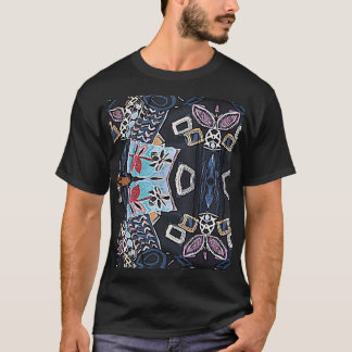 Geometrische Blume Cooles Angesagtes Design Schwar T-Shirt