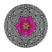 Geometrische Blume - Fuchsienrosa und Grau