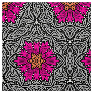 Geometrische Blume - Fuchsienrosa und Grau Stoff