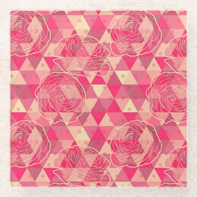 geometrische Blume Glasuntersetzer (Vorderseite)