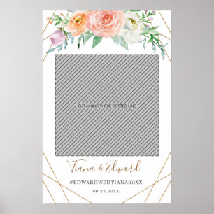 Geometrische Blume Hochzeitsrahmen für Fotos Poster