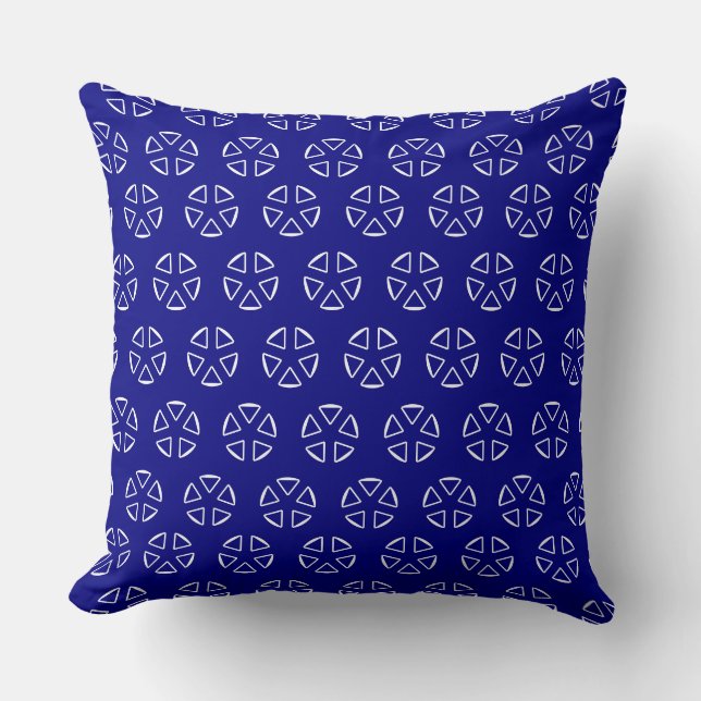 geometrische Blume in Navy und Weiß Kissen (Vorderseite)