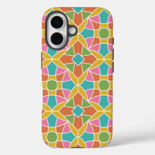 Geometrische Blume Muster Retro-Regenbogen iPhone 16 Hülle