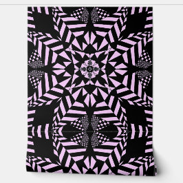 Geometrische Blume schwarz und rosa Tapete
