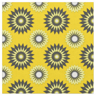 geometrische Blume Sommergelb und schwarz Stoff