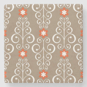 Geometrische Blume: Vintages Nahtloses Design Steinuntersetzer