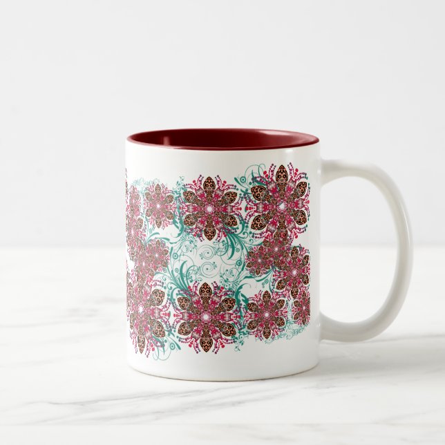 Geometrische Blume Zweifarbige Tasse (Rechts)