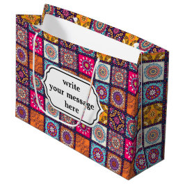 Geometrische BlumenMehrfarbenMandala deckte Muster Große Geschenktüte