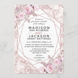 Geometrische Blush-Rahmen-Einladungen für Hochzeit Einladung