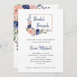 Geometrische Blush- und Navy-Floral| Brunch Einladung