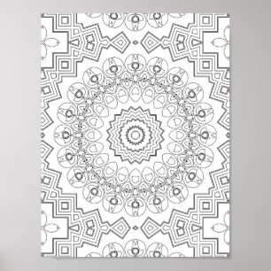 Geometrische Blütenring-Farbseite Kunstwerkdesign Poster