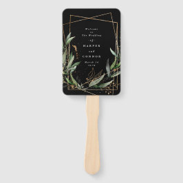 Geometrische botanische Eukalyptus Black Premium Fächer