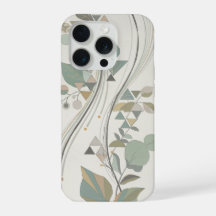 Geometrische Botanische Sage Grün Beige Art Deco
