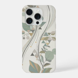 Geometrische Botanische Sage Grün Beige Art Deco iPhone 15 Pro Hülle