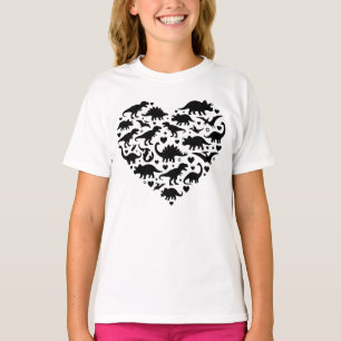 Geometrische Brachiosaurus-Dinosaurier-Herz-Silhou T-Shirt