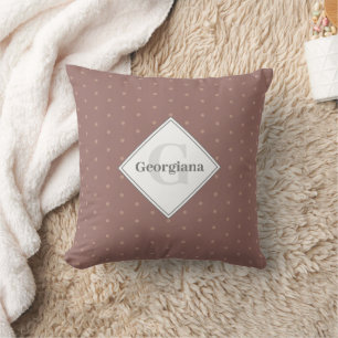 Geometrische, braun-Polka-Punkte für Monogramm-Feu Kissen