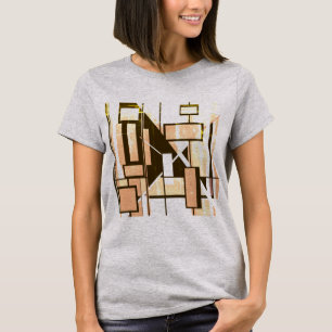 Geometrische Braune Orange-Boxen MCM inspiriert T-Shirt