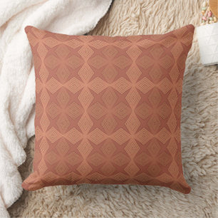 Geometrische braune Terrakotta Art Deco Kissen