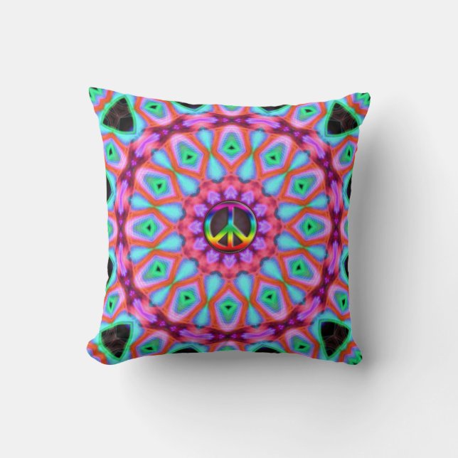 Geometrische Brights Groovy Pink Blue Cushion Kissen (Vorderseite)