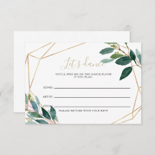 Geometrische Chic Foliage Wedding Song Request Car RSVP Karte