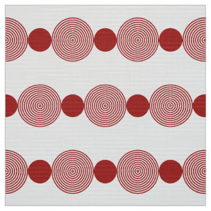 Geometrische Circle Line rot & weiß Stoff