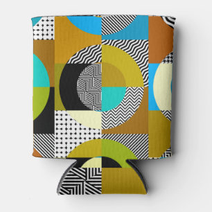 Geometrische Collage: Kreise, Vintages Muster. Dosenkühler