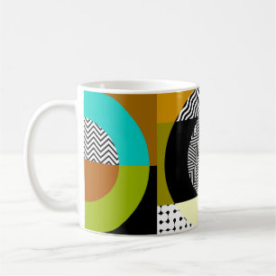 Geometrische Collage: Kreise, Vintages Muster. Kaffeetasse