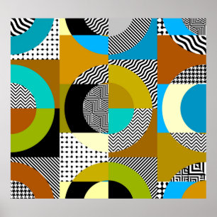Geometrische Collage: Kreise, Vintages Muster. Poster