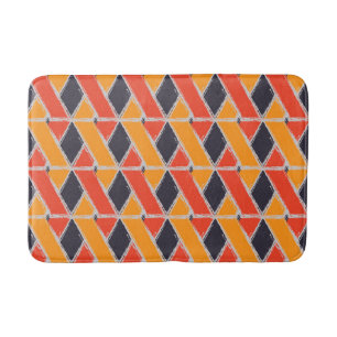 Geometrische coole, gelbe, rote Pinselstrichkunst Badematte