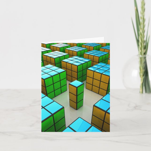 Geometrische Cubes Puzzle-Mitteilungskarten Karte (Vorderseite)