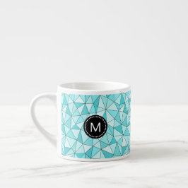 Geometrische Cyan-Dreiecke Monogramm Moderne Tasse