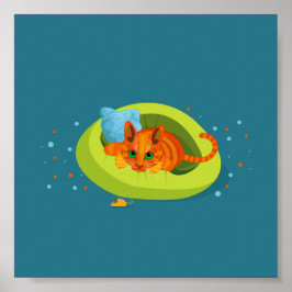 Geometrische Darstellung der Ingwer-Katze auf dem Poster