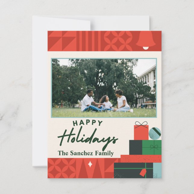 Geometrische Darstellung "Happy Holidays" Karte 1  (Vorderseite)