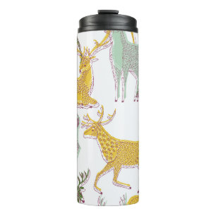 Geometrische Deers: Traditionelle Musterillustrati Thermosbecher